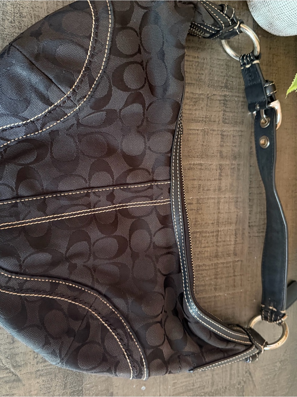 Coach VTG Y2K SoHo Signature Half Moon Hobo Canvas & Black Leather Shoulder Bag - Picture 4 of 11